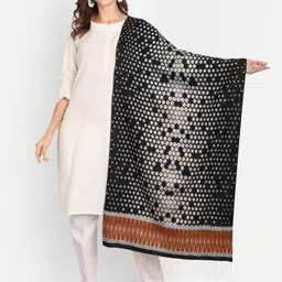 HK colours of fashion Women Black & Grey Printed Stole image 3