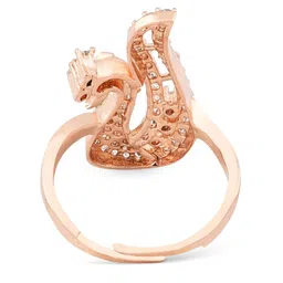 AMI Rose-Gold-Plated White CZ-StuddedPeacock Inspired Contemporary Adjustable Finger Ring image 4