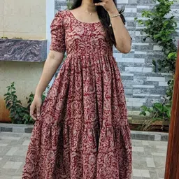 varada industry Women Kalamkari Cotton Blend Anarkali Kurta image 3