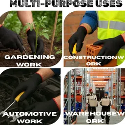 hy-savio 10Pair Black Nylon Hand Gloves – Ideal for Industrial,Mechanical &Cleaning Tasks Nylon Safety Gloves image 5