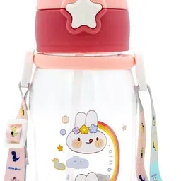 fgg Kids Water Bottle with Straw Water Bottle With Straw & Cartoon Design 600 ml Water Bottle image 1