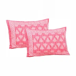 BED-SHEET.COM Pink & White Ethnic Motifs 250 TC Cotton King Bedsheet with 2 Pillow Covers image 4
