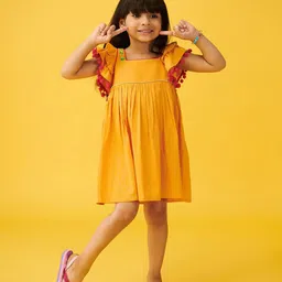 Somersault Girls Floral Print Flutter Sleeve A-Line Dress With Overskirt image 3