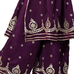 BAESD Girls Embroidered Regular Mirror Work Kurta With Palazzos image 2