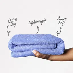 Heelium Unisex Set Of 2 Blue Solid 400 GSM Quick Dry Bath Towels image 5