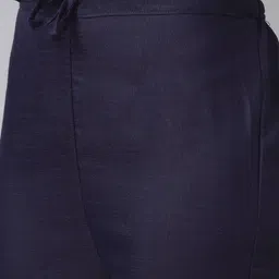 SheWill Women Navy Blue Floral Yoke Design Sequinned Kurta with Trousers & With Dupatta image 5