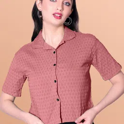 varidashi Women Regular Fit Solid Cut Away Collar Casual Shirt-picture-16