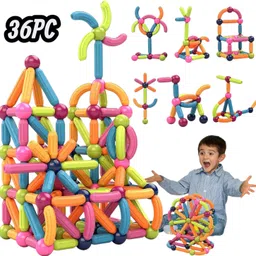 sabirat Jumbo Size Magnetic Sticks Building Blocks for Kids, 36 Pcs Magnetic Sticks Ball-picture-11