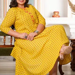 YASH GALLERY Plus Size Floral Printed Fit And Flare Ethnic Dress image 5