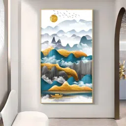 the next decor Mountains and Water Glass Finish Vertical Wall Art-picture-40