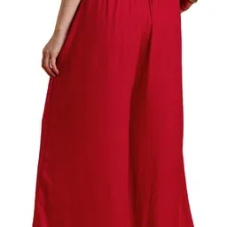 vedana Women Flared Red Cotton Blend Trousers image 3