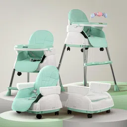 baybee 4 in 1 Nora Convertible High Chair for Kids with Adjustable Height and Footrest, Baby Toddler Feeding Booster Seat with Tray, Wheels, Safety Belt and Cushion, Boys & Girls 6 Months to 3 Years (Green)-picture-19