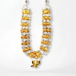 Sigaram 9 Inch Gold & Silver Artificial Mala / Hara for Home Pooja Decor K4837 Gold, Silver Jasmine Artificial Flower-picture-45