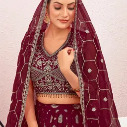 Chandbaali Embroidered Thread Work Ready to Wear Lehenga & Blouse With Dupatta image 3