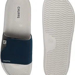 chupps Vapor Navy & Grey Slides Slippers Soft Lightweight Flip Flops For Men Slides image 4