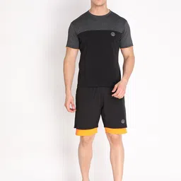 CHKOKKO Men Black Solid Mid Rise  Double Layered Regular Fit Running Sports Shorts image 5