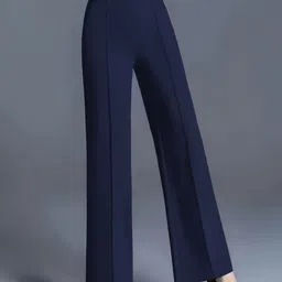 nxtwin Women Regular Fit Dark Blue Polyester Trousers image 2