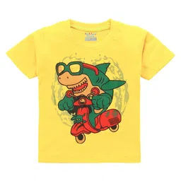 Kiddeo Boys Pack of 5 Multicoloured Printed Round Neck Pure Cotton T-shirts image 3