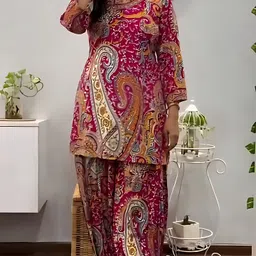 Women Cotton Rayon Kurti Dhoti Pant Set-image-35