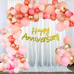 Solid Rose Gold Happy Anniversary Decoration Items Kit for husband,wife. Balloon-image-65