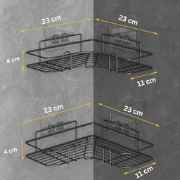 malekas collection Wall Mounted Adhesive Rack for Bathroom & Kitchen Corner Shelf Stainless Steel Wall Shelf-picture-10