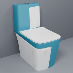 lily C/T018 Premium Quality Shining Matt SKY Blue Commode With White Marble Finish And Round Flush Button Western Commode-picture-2