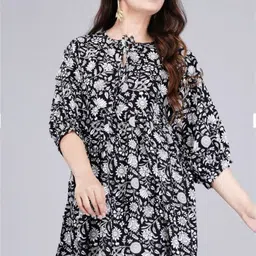 moda ethnique Women Ethnic Dress Black Above Knee/Mid Thigh Length Dress image 1