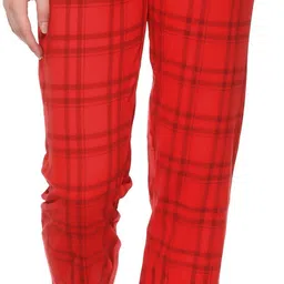 Women Checkered Red Track Pants-image-57