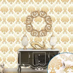 flipkart smartbuy Decorative Gold, White Wallpaper image 2