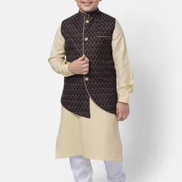 NAMASKAR Boys Printed Pure Cotton Woven Nehru Jacket image 4