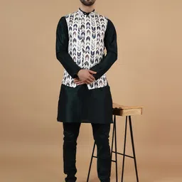 Wintage Printed Cotton Silk Nehru Jacket image 5