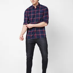SPYKAR Spread Collar Opaque Checked Cotton Casual Shirt image 5