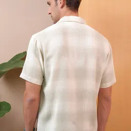 LOCOMOTIVE Premium Dobby Textured Checked Cuban Collar Relaxed Shirt image 5