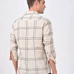 POE Men Smart Slim Fit Windowpane Checked Casual Shirt image 5