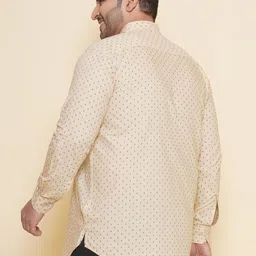 John Pride Plus Size Micro Ditsy Printed Mandarin Collar Cotton Casual Shirt image 4