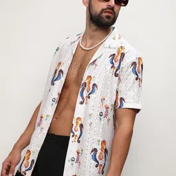 Campus Sutra Mesh Seahorse Shirt-image-0