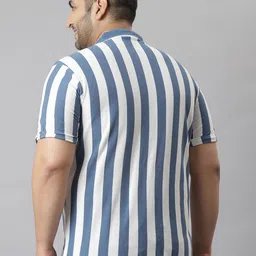 Instafab Plus Men White Classic Opaque Striped Plus Size Casual Shirt image 3
