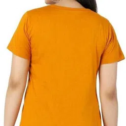 finn fab Pack of 2 Women Printed Round Neck Pure Cotton Yellow, Red T-Shirt image 2