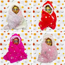 rajveer traders Size 4 Chamki Ponchu Winter Dress for Laddu Gopal Ji – Multicolor Woolen Wear Dress image 1