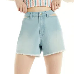 foundry Denim Shorts with Cutouts image 5