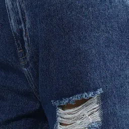 Shein High Rise Distressed Boyfriend Fit Denim Jeans image 5