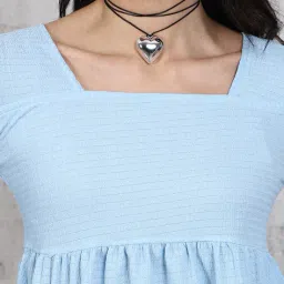 Shein Square Neck Bell Sleeves Textured Peplum Top image 5