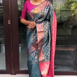 banarasi Woven, Embroidered, Self Design Kanjivaram Pure Silk, Jacquard Saree image 2