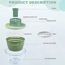 meneflix Salad Spinner and Chopper Electric Vegetable & Fruit Chopper image 3
