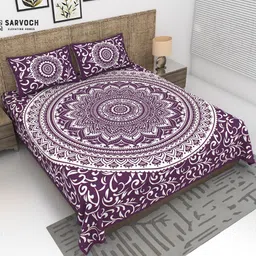 sarvoch Cotton Double Flat 144 TC Jaipuri Prints Bedsheet image 2