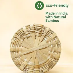 mj traders Bamboo Plate / Lid for Pots & Vessels | Multipurpose Straining & Décor Basket 5 inch Lid, Pack of 2 image 2