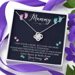 rakva New Mommy , Gift From Baby Bump, New Mom, First Time Mom Pregnancy, Mommy To Be Rhodium Cubic Zirconia Sterling Silver Pendant Set-picture-23