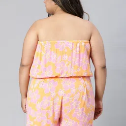 Oxolloxo Plus Size Floral Printed Playsuit image 5