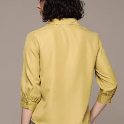 roadster Casual Cuffed Sleeves Solid Women Yellow Top image 4