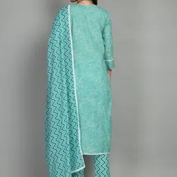DOISA Ethnic Motifs Printed Regular Thread Work Pure Cotton Kurta with Trousers & Dupatta image 4